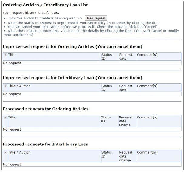 Ordering Articles Interlibrary Loan list