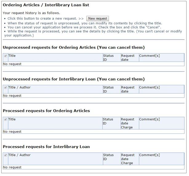 Ordering Articles Interlibrary Loan list