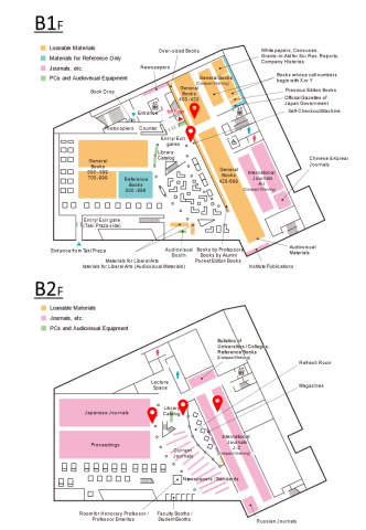 Ookayama Library Stamp rally map B1F&B2F